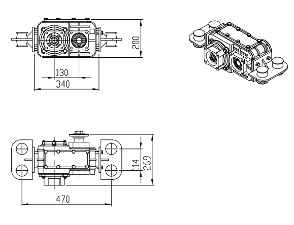 Multi-Purpose Reduction gearbox with internal Clutch System, reduction gearbox, speed increaser, reducer, RPM increaser, Reducteur, Parallel-shaft gear reducer, Parallel gearbox, speed up gearbox,