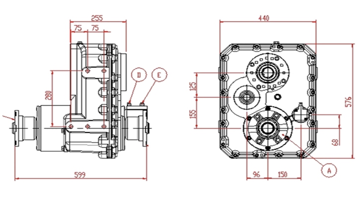 Transfer Case for truck mounted concrete pumps, Stiebel PTO